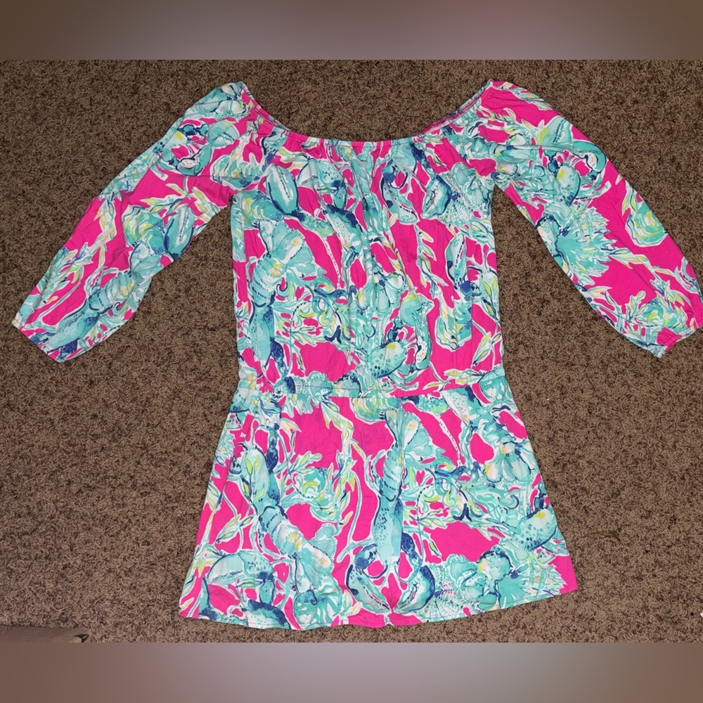Lily Pulitzer Lana Skort Romper Lobsters In Love Size Large